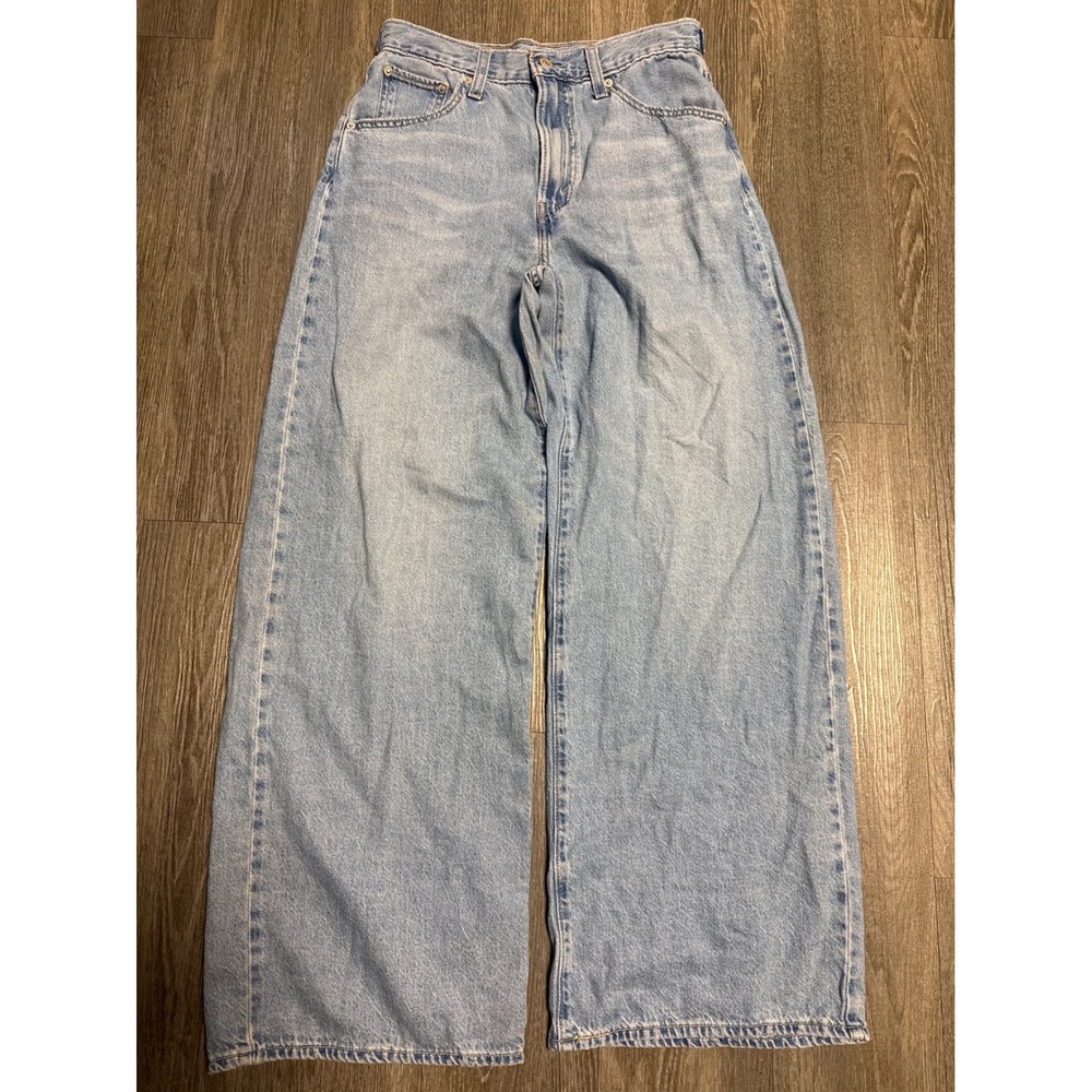 Levis Cinch Baggy High Rise Wide Leg Light Wash Denim Jeans 28